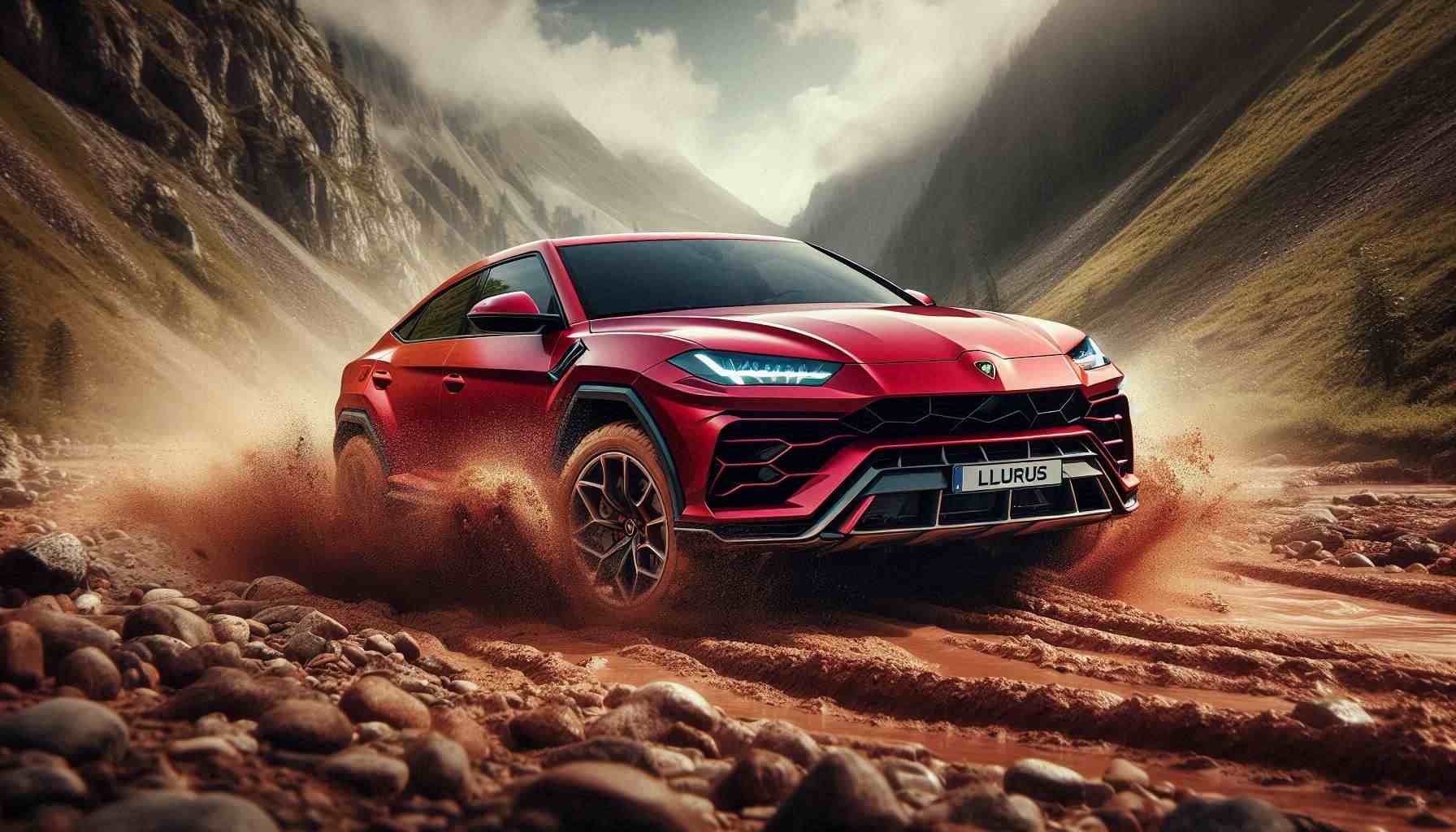 Lamborghini Urus navigating rough terrain